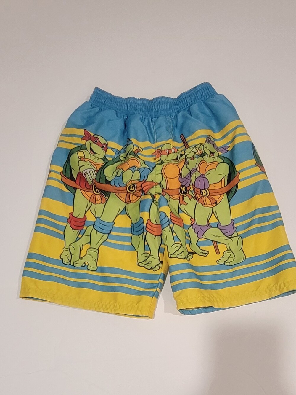 Boys T4 Like New Nickelodeon Yellow & Blue Kids Swim Trunks with TMNT Trim